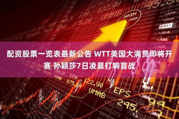 配资股票一览表最新公告 WTT美国大满贯即将开赛 孙颖莎7日凌晨打响首战